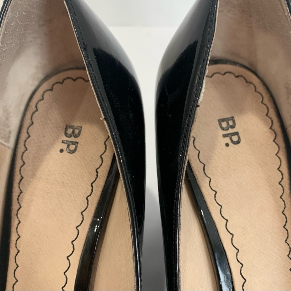 BP (Nordstrom brand) black patent open toe shiny wedge heel size 11 - Picture 8 of 12